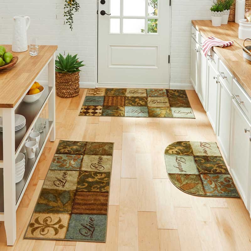 Sets 3 Piece with Runner Farmhouse Rubber Kitchen Mats – Modern